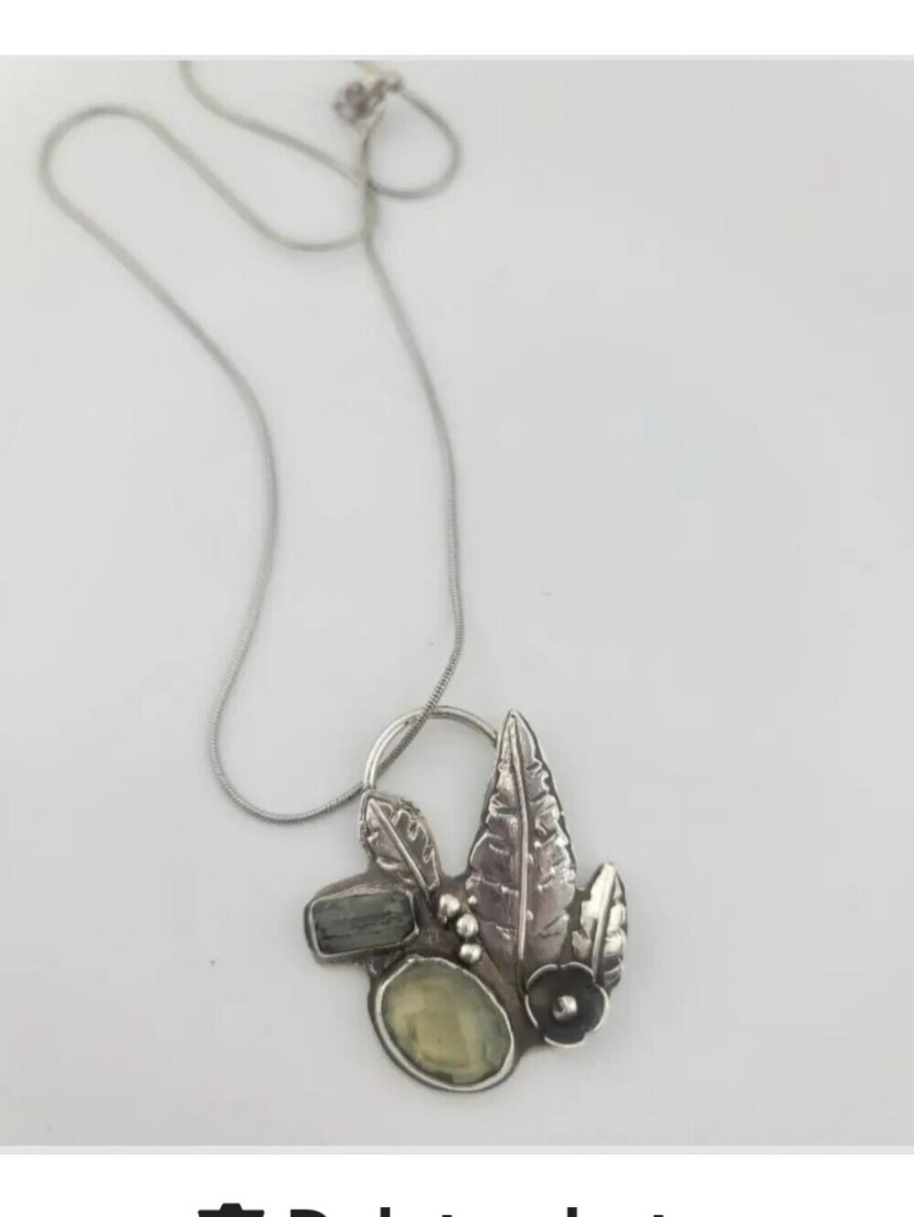 PERIDOT & TOURMALINE GENUINE STONES SECRET  GARDEN PENDANT HANDMADE IN STERLING - Picture 5 of 5